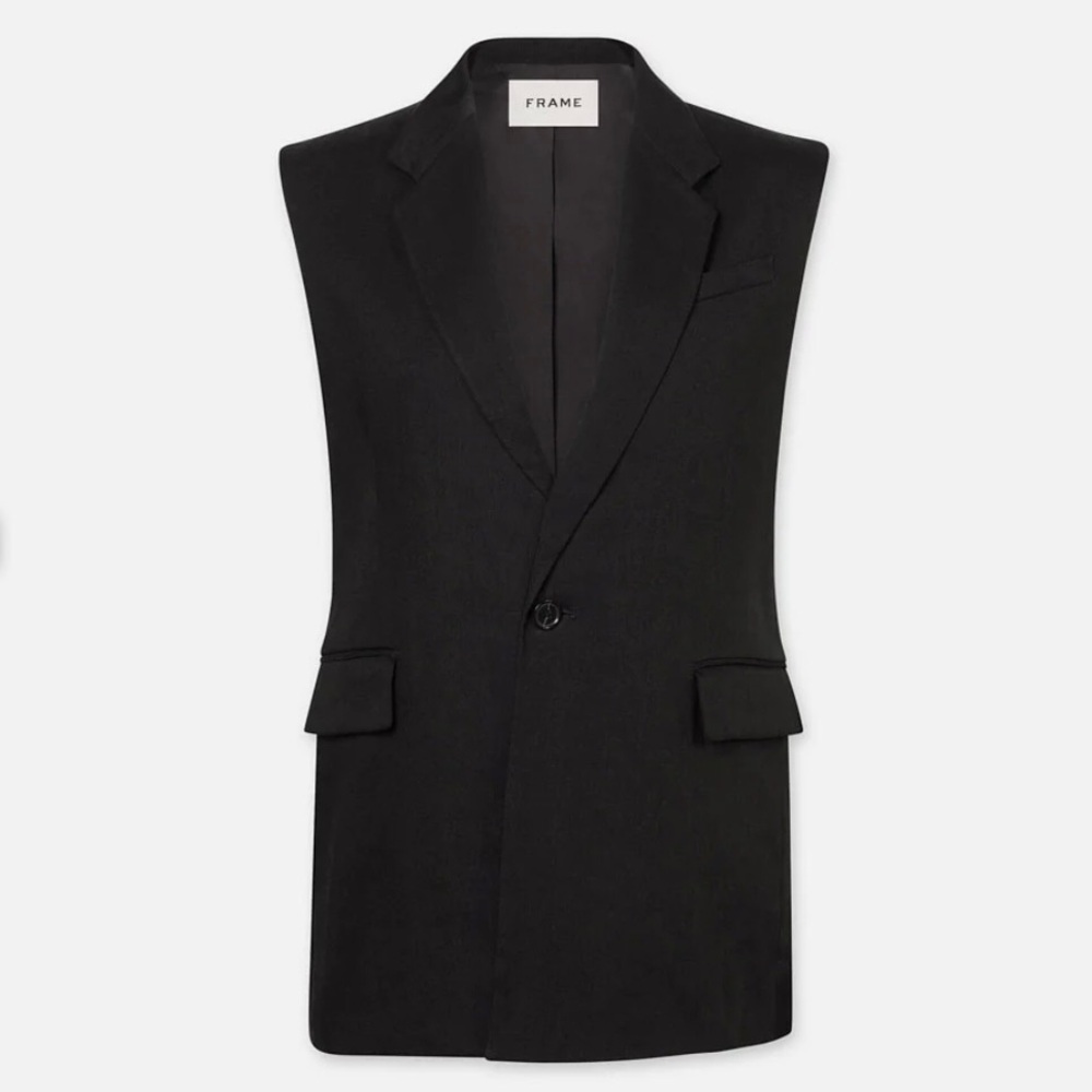 FRAME Oversized organic linen-blend vest - Picture 2 of 11